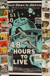 3g016 LOT OF 44 FOLDED ONE-SHEETS '50s-60s 48 Hours to Live, These Are The Damned & many more!