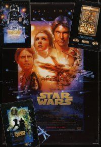 3g150 LOT OF 4 UNFOLDED DOUBLE-SIDED ONE-SHEETS FROM THE 1997 STAR WARS TRILOGY '97 Struzan art!