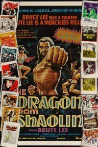 3g185 LOT OF 19 FORMERLY TRI-FOLDED KUNG FU ONE-SHEETS '70s-80s cool martial arts images!