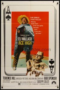 3h019 ACE HIGH 1sh '69 Eli Wallach, Terence Hill, spaghetti western, cool ace of spades design!