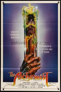 3h036 ALCHEMIST 1sh '85 directed by Charles Band, sexy monster in a test tube art!