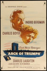 3h076 ARCH OF TRIUMPH 1sh '47 Ingrid Bergman, Charles Boyer, Erich Maria Remarque novel!