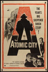 3h084 ATOMIC CITY 1sh '52 Cold War nuclear scientist Gene Barry in the big suspense shock story!