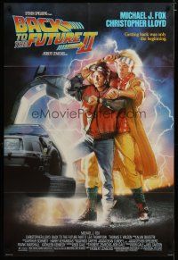 3h090 BACK TO THE FUTURE II 1sh '89 art of Michael J. Fox & Christopher Lloyd by Drew!