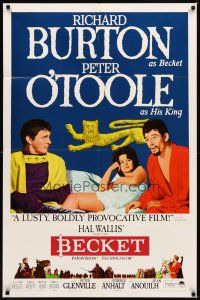 3h108 BECKET style B 1sh '64 Richard Burton in the title role, Peter O'Toole, John Gielgud!