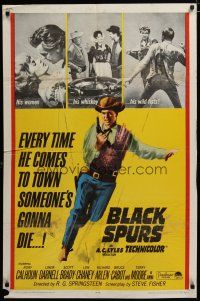 3h150 BLACK SPURS 1sh '65 every time Rory Calhoun comes to town, someone's gonna die!