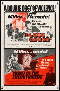 3h160 BLOOD QUEEN/NIGHT OF THE EXECUTIONERS 1sh '73 double feature orgy of violence!