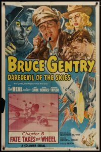 3h191 BRUCE GENTRY DAREDEVIL OF THE SKIES chapter 8 1sh '49 Tom Neal serial, Fate Takes the Wheel!