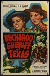 3h198 BUCKAROO SHERIFF OF TEXAS 1sh '51 Michael Chapin & Eilene Janssen, the Rough-Ridin Kids!