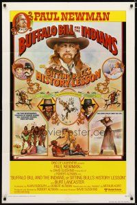3h200 BUFFALO BILL & THE INDIANS 1sh '76 art of Paul Newman as William F. Cody by McMacken!