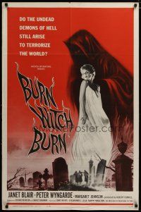 3h206 BURN WITCH BURN 1sh '62 undead demons of Hell arise to terrorize the world!