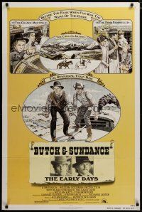 3h208 BUTCH & SUNDANCE - THE EARLY DAYS 1sh '79 artwork of Tom Berenger & William Katt!