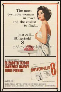 3h209 BUTTERFIELD 8 1sh '60 callgirl Elizabeth Taylor is the most desirable and easiest to find!