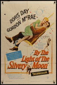 3h210 BY THE LIGHT OF THE SILVERY MOON 1sh '53 great romantic artwork of Doris Day & Gordon McRae!