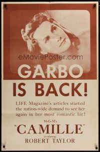 3h213 CAMILLE 1sh R55 Robert Taylor, portrait of beautiful Greta Garbo!