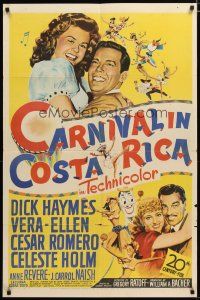 3h223 CARNIVAL IN COSTA RICA 1sh '47 art of Dick Haymes & Vera-Ellen in Central America!