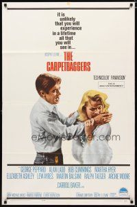 3h224 CARPETBAGGERS 1sh '64 great close up of Carroll Baker biting George Peppard's hand!