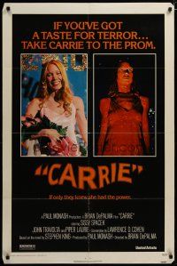 3h225 CARRIE 1sh '76 Stephen King, Sissy Spacek before and after her bloodbath at the prom!