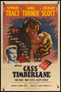 3h227 CASS TIMBERLANE 1sh '48 Spencer Tracy proposes to much younger beautiful Lana Turner!
