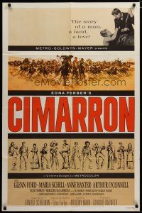 3h237 CIMARRON style A 1sh '60 directed by Anthony Mann, Glenn Ford, Maria Schell, cool artwork!