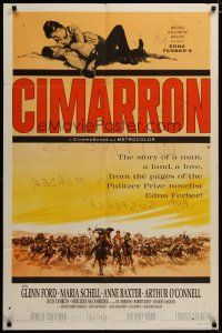 3h238 CIMARRON style B 1sh '60 directed by Anthony Mann, Glenn Ford, Maria Schell, cool artwork!