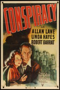 3h259 CONSPIRACY 1sh '39 Allan Lane in an early starring role gets mixed up in European sabotage!