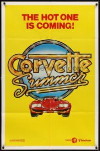 3h263 CORVETTE SUMMER teaser 1sh '78 cool different art of custom Chevrolet Corvette!