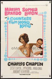 3h266 COUNTESS FROM HONG KONG 1sh '67 Marlon Brando, sexy Sophia Loren, directed by Chaplin!