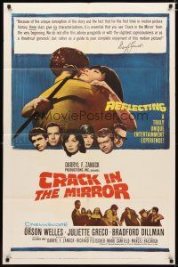 3h267 CRACK IN THE MIRROR 1sh '60 Orson Welles, Bradford Dillman, Greco, all in dual roles!