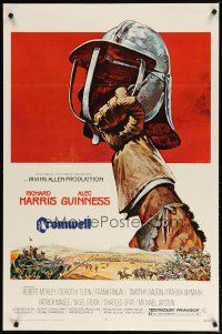 3h270 CROMWELL 1sh '70 Richard Harris, Alec Guinness, cool art of helmet by Brian Bysouth!