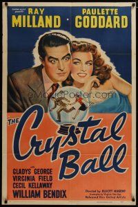3h273 CRYSTAL BALL style A 1sh '43 sexy Paulette Goddard & Ray Milland looking into crystal ball!