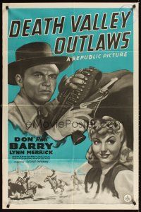 3h288 DEATH VALLEY OUTLAWS 1sh '41 western artwork of cowboy Don 'Red' Barry, Lynn Merrick!