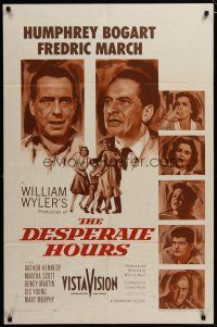 3h290 DESPERATE HOURS 1sh '55 Humphrey Bogart, Fredric March, directed by William Wyler!
