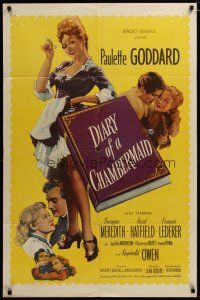 3h296 DIARY OF A CHAMBERMAID 1sh '46 the very true confessions of sexy untrue Paulette Goddard!