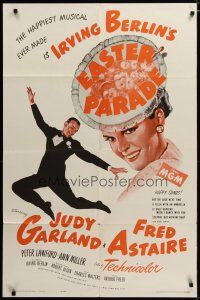 3h311 EASTER PARADE 1sh R62 art of Judy Garland & Fred Astaire, Irving Berlin musical