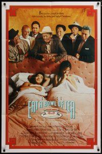 3h312 EAT A BOWL OF TEA int'l 1sh '89 Wayne Wang, wacky image of old men over couple in bed!