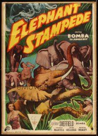 3h317 ELEPHANT STAMPEDE 1sh '51 Johnny Sheffield as Bomba the Jungle Boy!