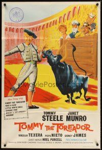 3h895 TOMMY THE TOREADOR English 1sh '59 wacky Tommy Steele with guitar, Janet Munro, bullfighting