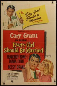 3h327 EVERY GIRL SHOULD BE MARRIED 1sh '48 hapless doctor Cary Grant, Diana Lynn, Betsy Drake!