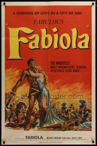 3h332 FABIOLA 1sh '51 sexy Michele Morgan is the Goddess of Love in a city of sin, cool art!