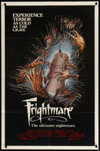 3h364 FRIGHTMARE 1sh '83 terror as cold as the grave, wild horror art of dismembered hands!