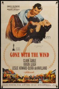 3h396 GONE WITH THE WIND 1sh R61 Clark Gable, Vivien Leigh, Leslie Howard, Olivia de Havilland!