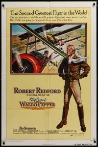 3h408 GREAT WALDO PEPPER 1sh '75 George Roy Hill, Robert Redford, cool early aviation art!