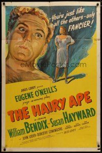 3h421 HAIRY APE 1sh '44 written by Eugene O'Neill, cool artwork of William Bendix & Susan Hayward!