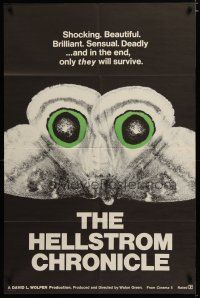 3h435 HELLSTROM CHRONICLE 1sh '71 cool huge moth close up image, only THEY will survive!