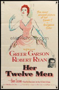 3h439 HER TWELVE MEN 1sh '54 art of teacher Greer Garson, plus Robert Ryan & Barry Sullivan!