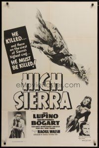 3h446 HIGH SIERRA 1sh R56 Humphrey Bogart as Mad Dog Killer Roy Earle, sexy Ida Lupino!