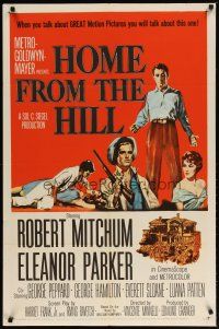 3h457 HOME FROM THE HILL 1sh '60 art of Robert Mitchum, Eleanor Parker & George Peppard!