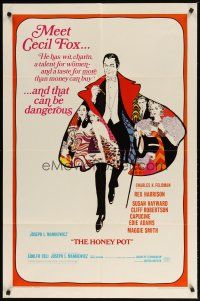 3h460 HONEY POT style B 1sh '67 colorful art of Rex Harrison, Susan Hayward & top cast!