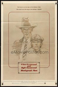 3h463 HONKYTONK MAN 1sh '82 cool art of Clint Eastwood & his son Kyle Eastwood by J. Isom!